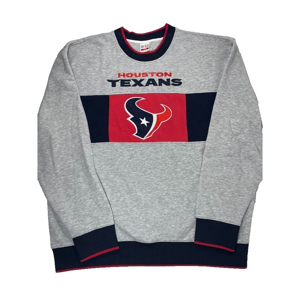 Houston Texans Ultra Game Pullover Gray Crewneck Sweatshirt NFL Colorblock